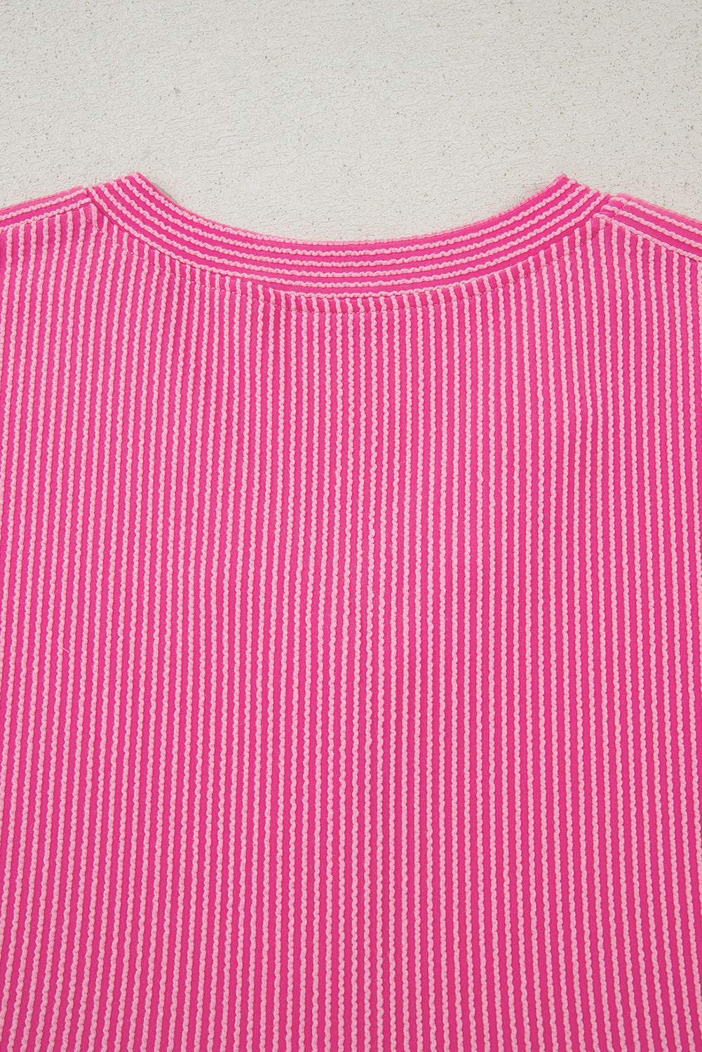 Bright Pink Short Sleeve V Neck Buttoned Romper with Pocket