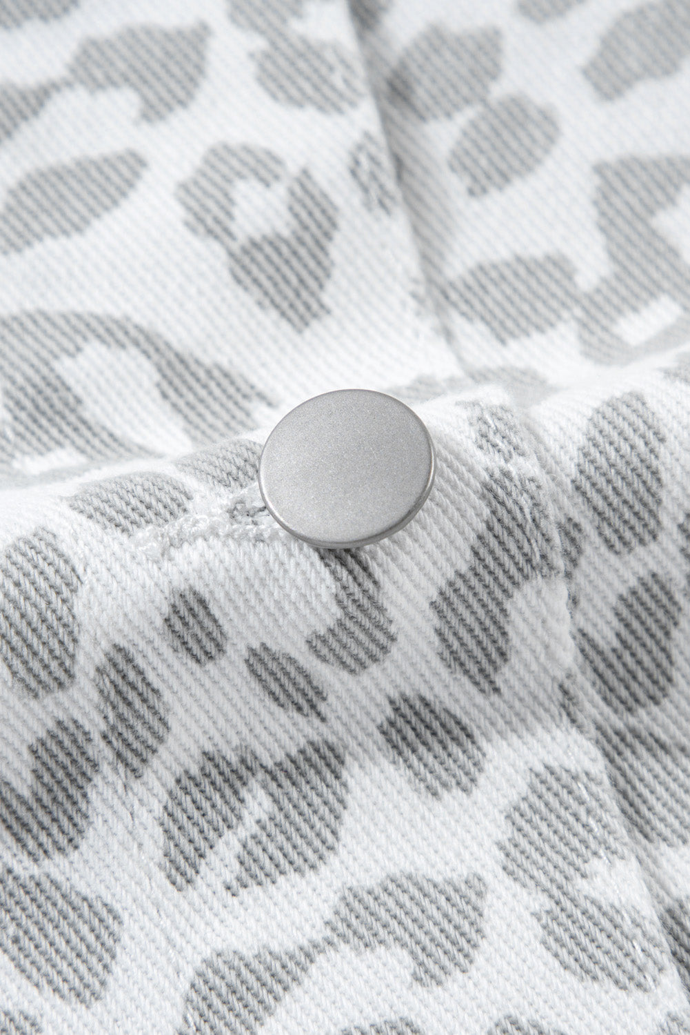 White Leopard Printed Pocket Denim Jacket