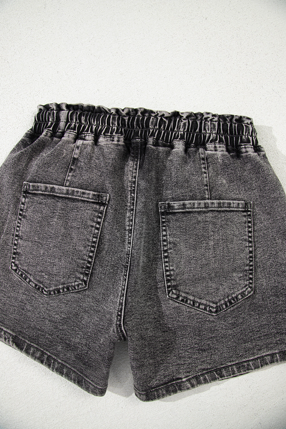 High-rise Drawstring Casual Denim Shorts with Pockets