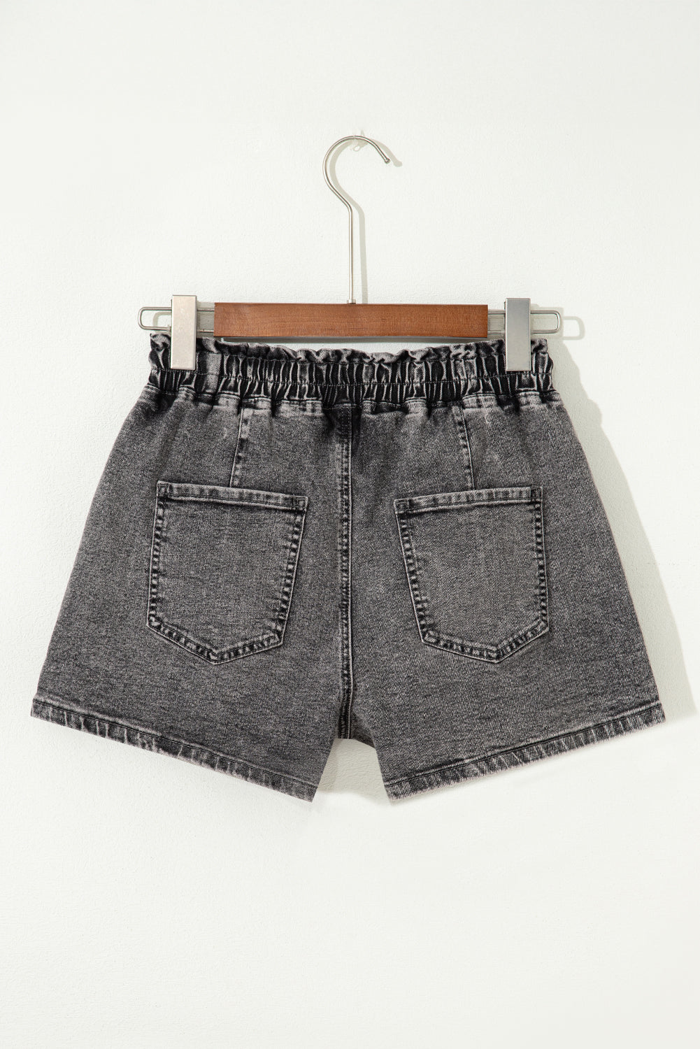 High-rise Drawstring Casual Denim Shorts with Pockets