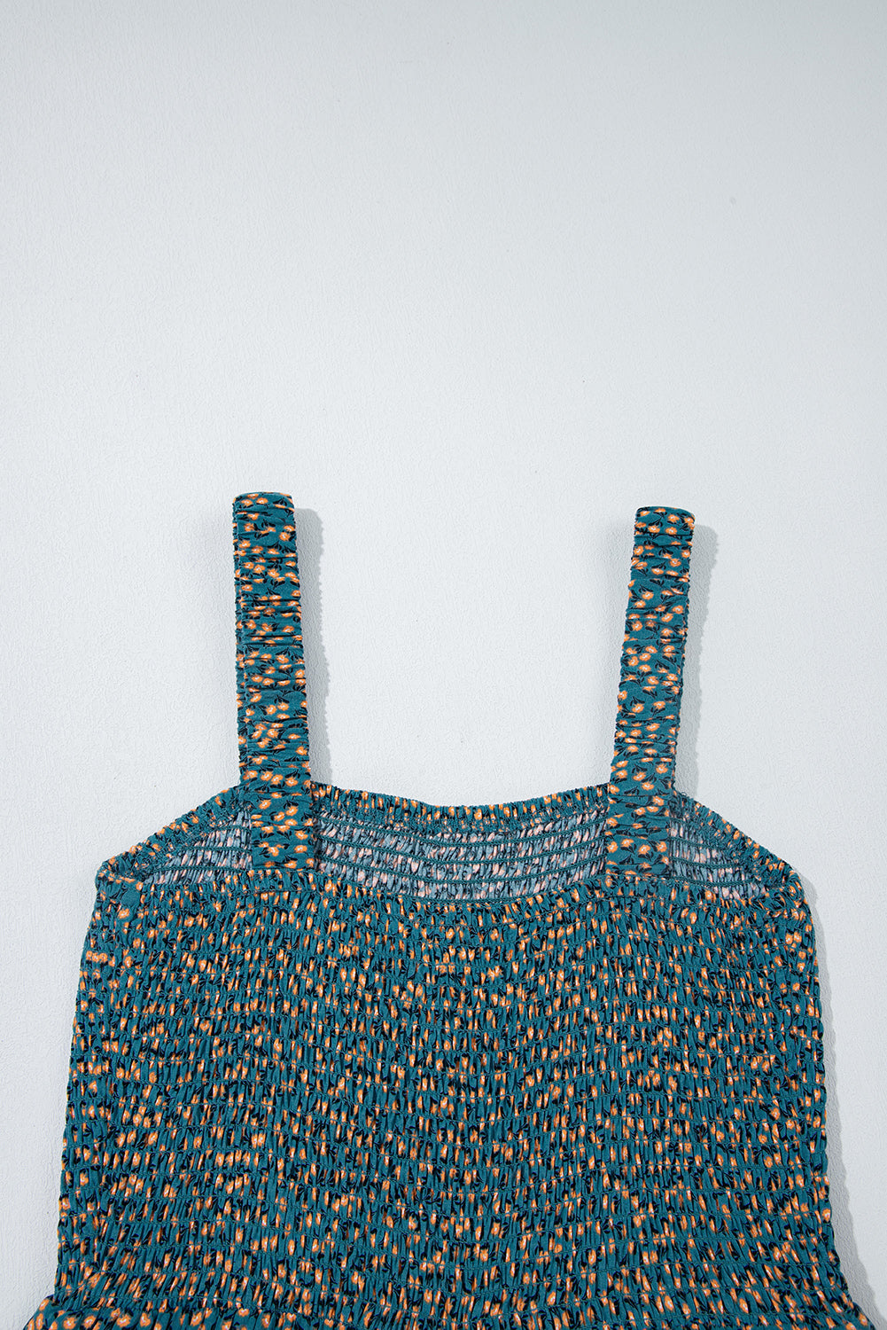 Green Floral Print High Waist Square Neck Jumpsuit