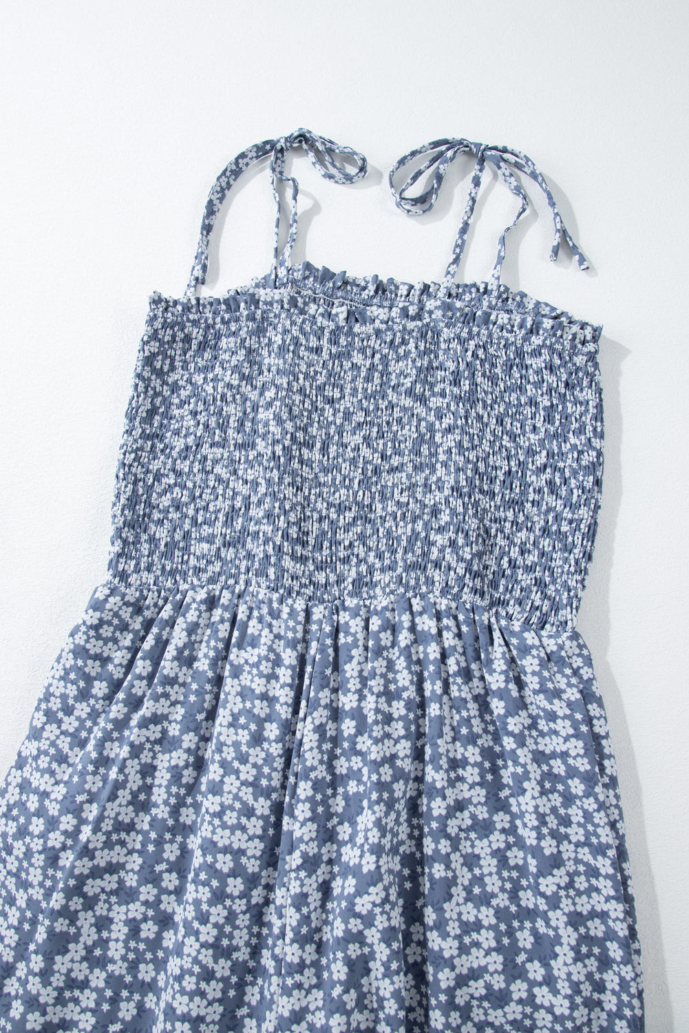 Dusk Blue Thin Straps Wide Leg Floral Jumpsuit