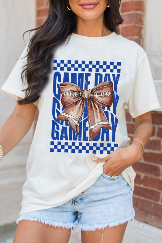 White Bowknot GAME DAY Graphic Tee