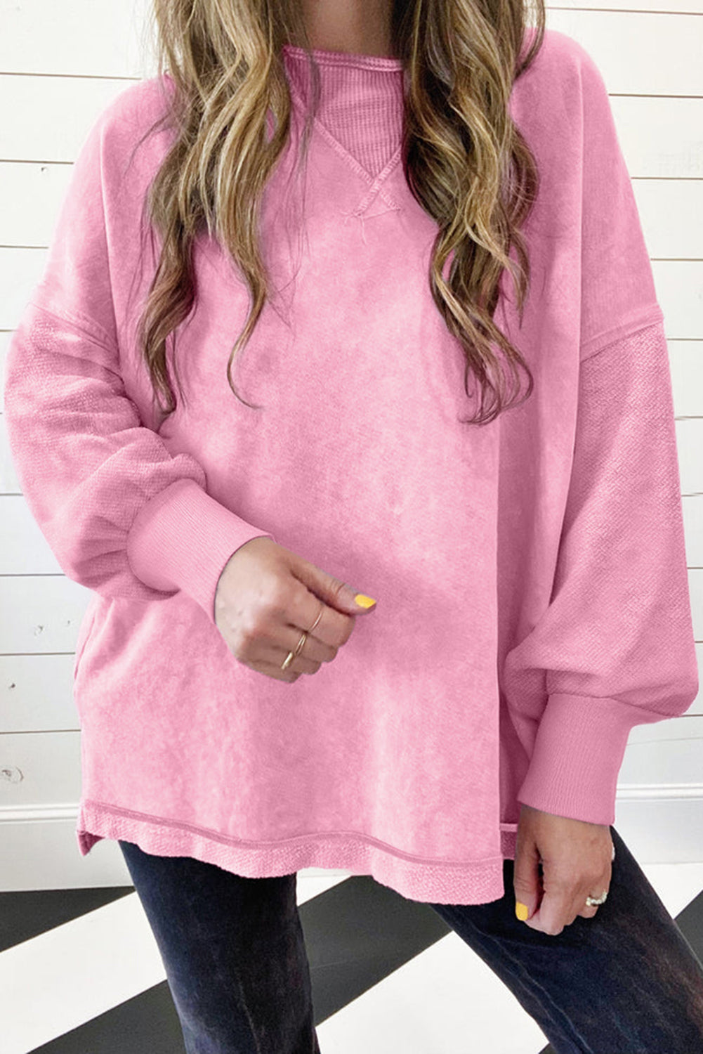Pink Mineral Wash Pullover Sweatshirt