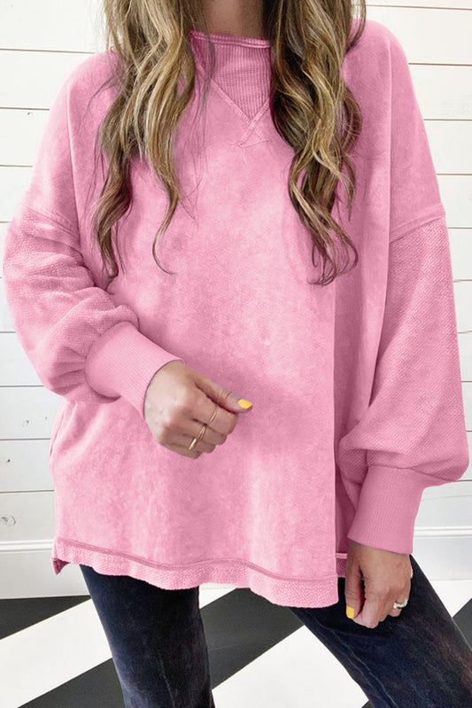 Pink Mineral Wash Pullover Sweatshirt