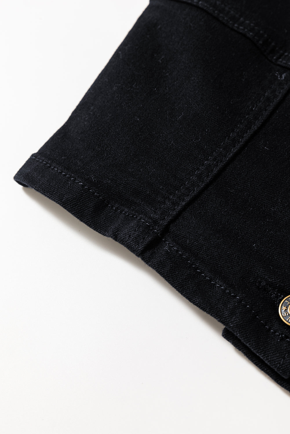 Black Acid Wash Buttoned Cropped Denim Tank Top