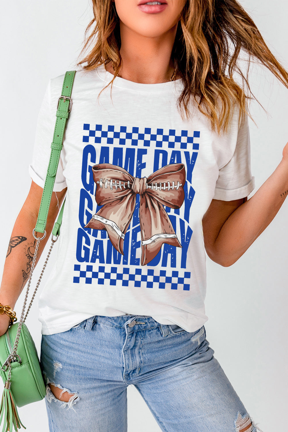 White Bowknot GAME DAY Graphic Tee