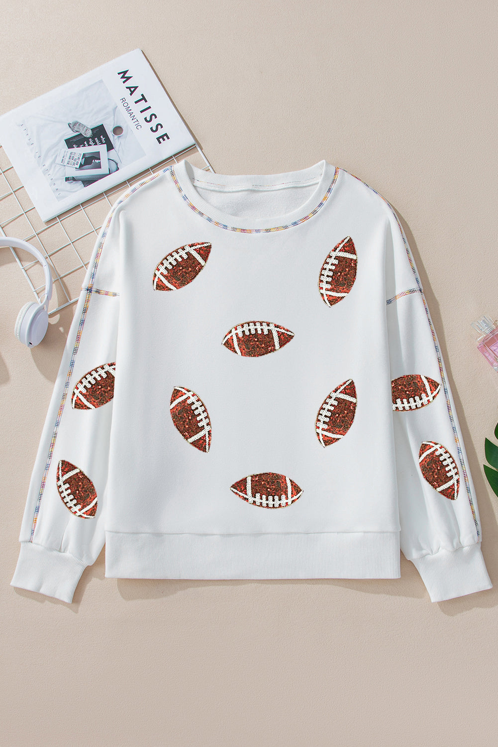 White Football Game Day Sweatshirt