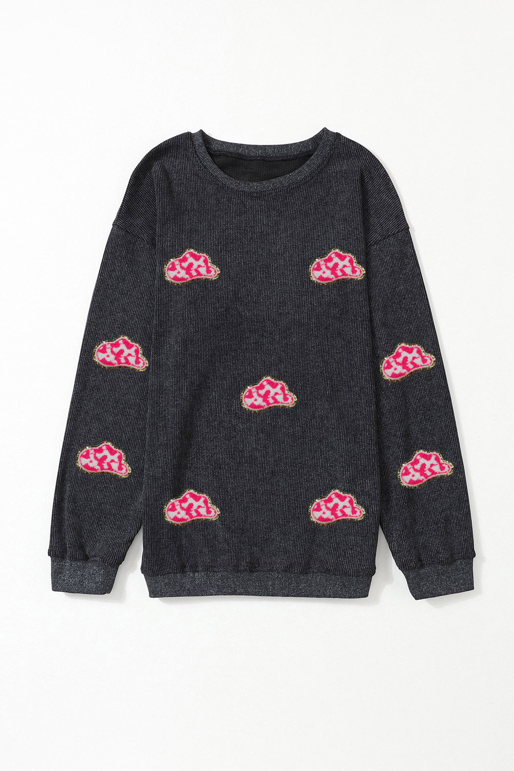 Black Glittering Cowboy Hat Pullover Sweatshirt