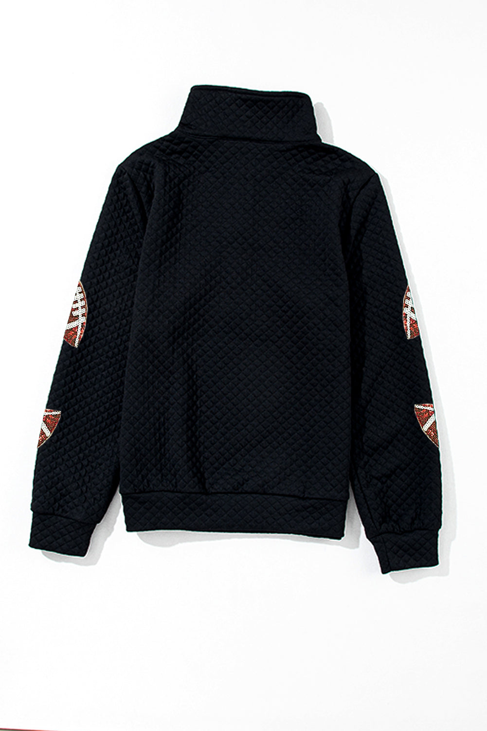 Black Football Patched Quarter Zip Sweatshirt