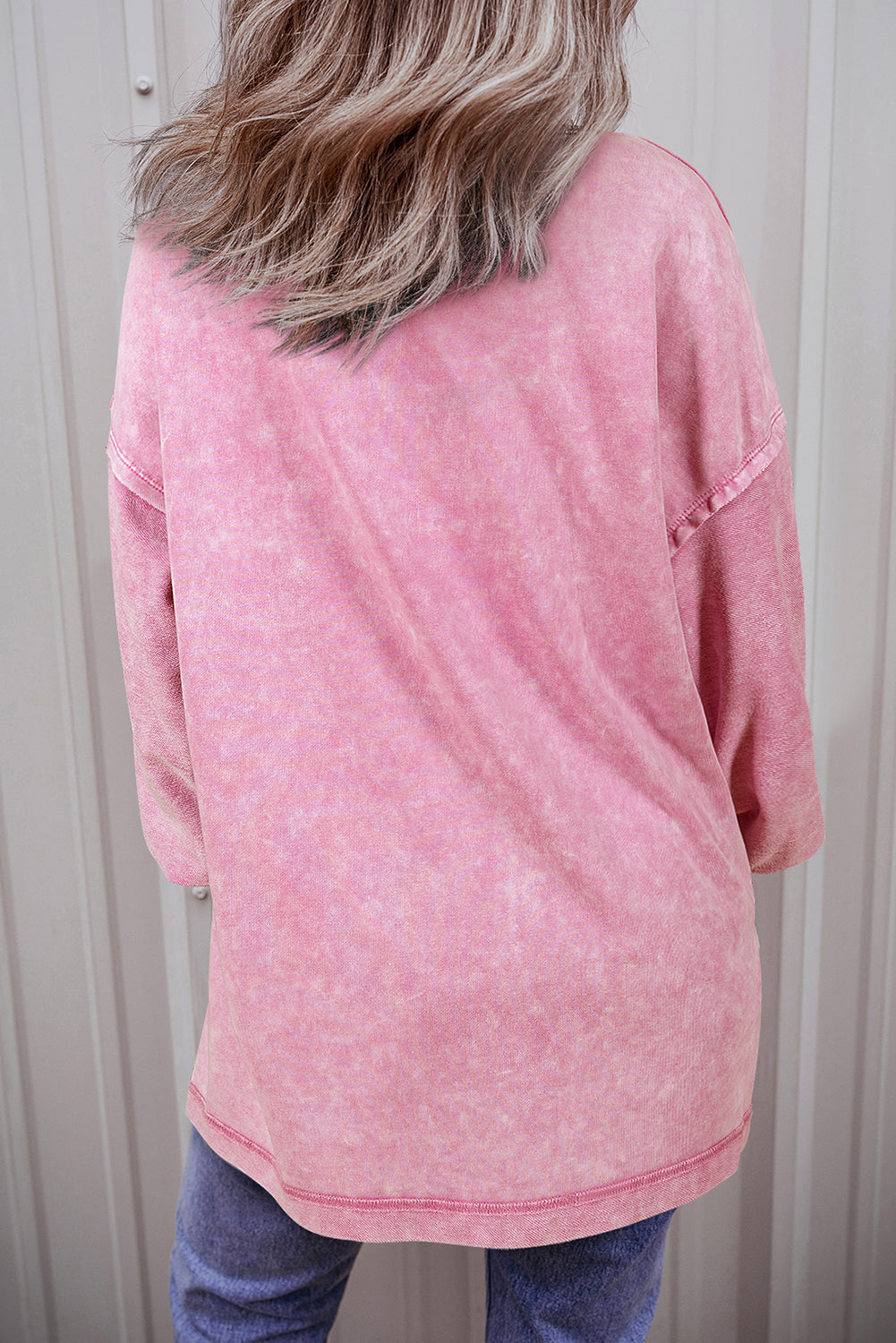 Pink Mineral Wash Pullover Sweatshirt
