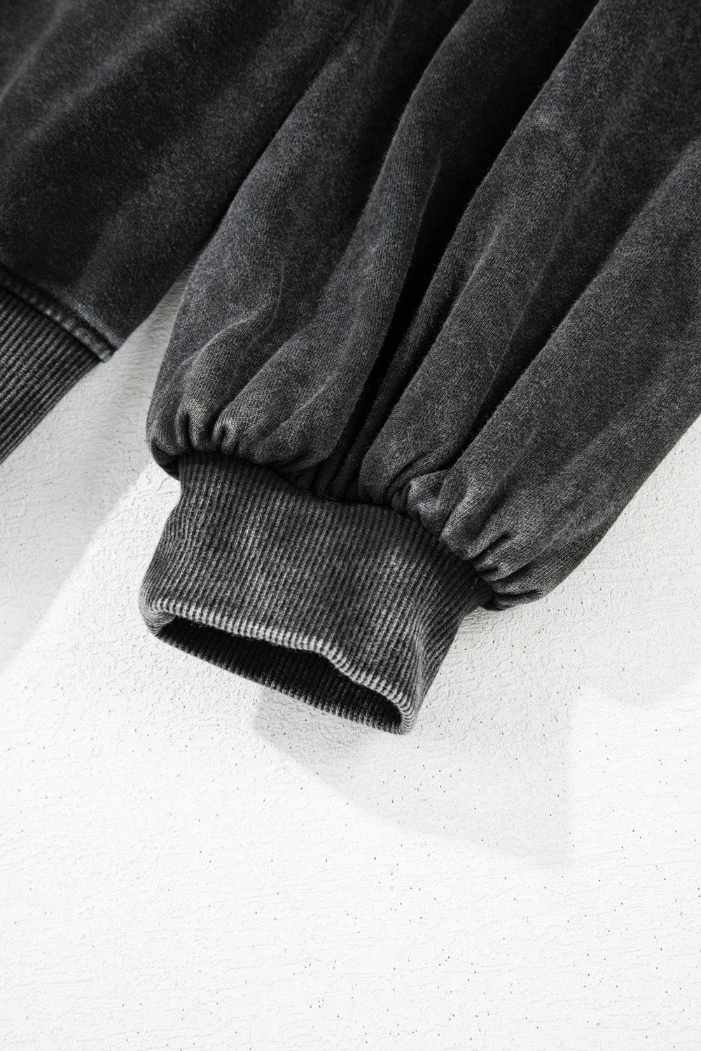 Black Solid Snap Buttons Collared Oversized Sweatshirt