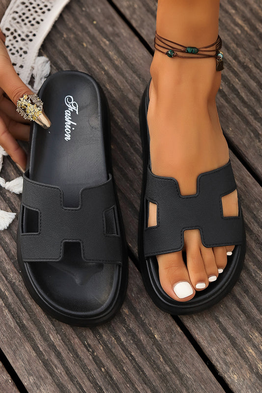 Black Cutout Design Open Toe Platform sandals(Run Small, Size Up)