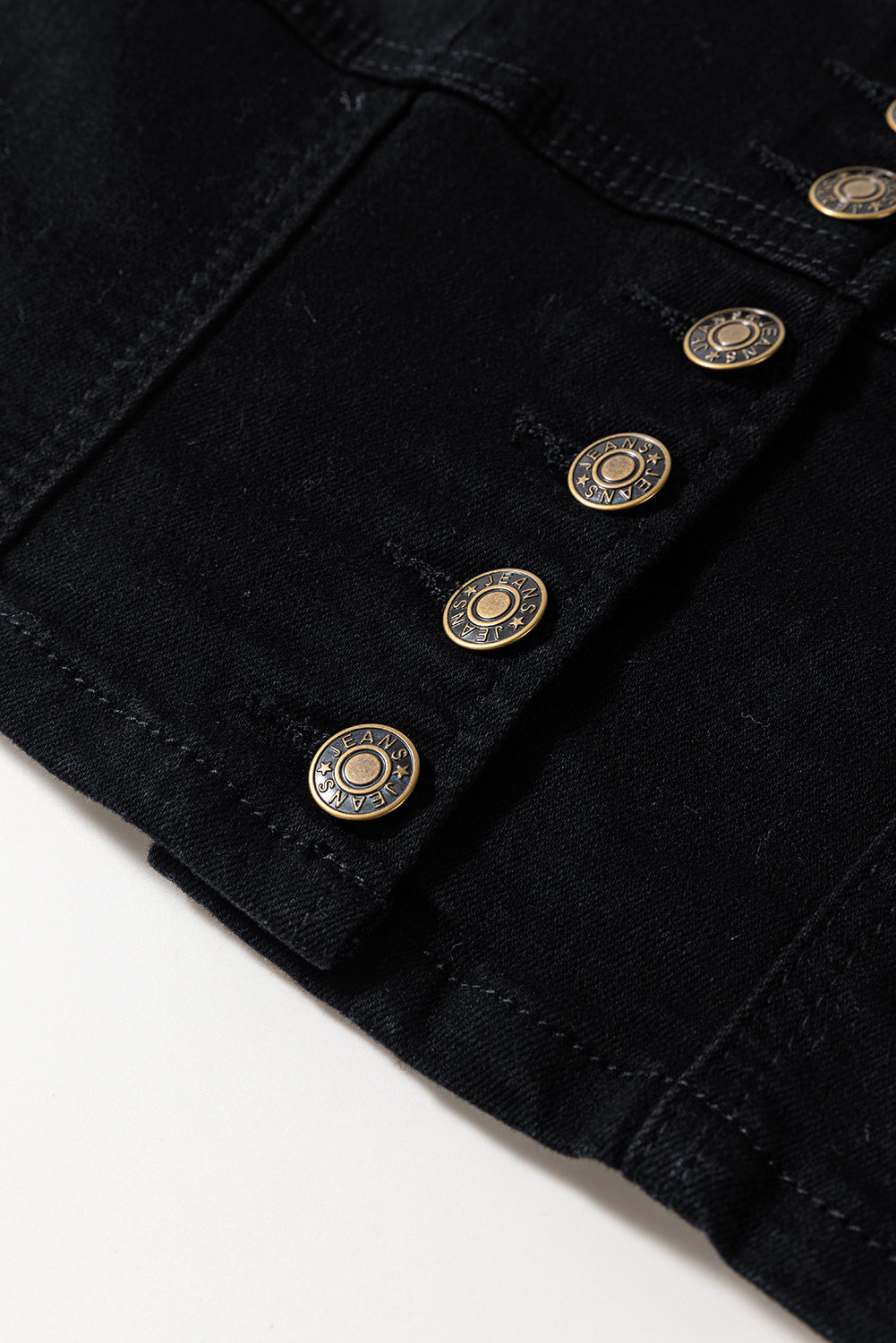 Black Acid Wash Buttoned Cropped Denim Tank Top
