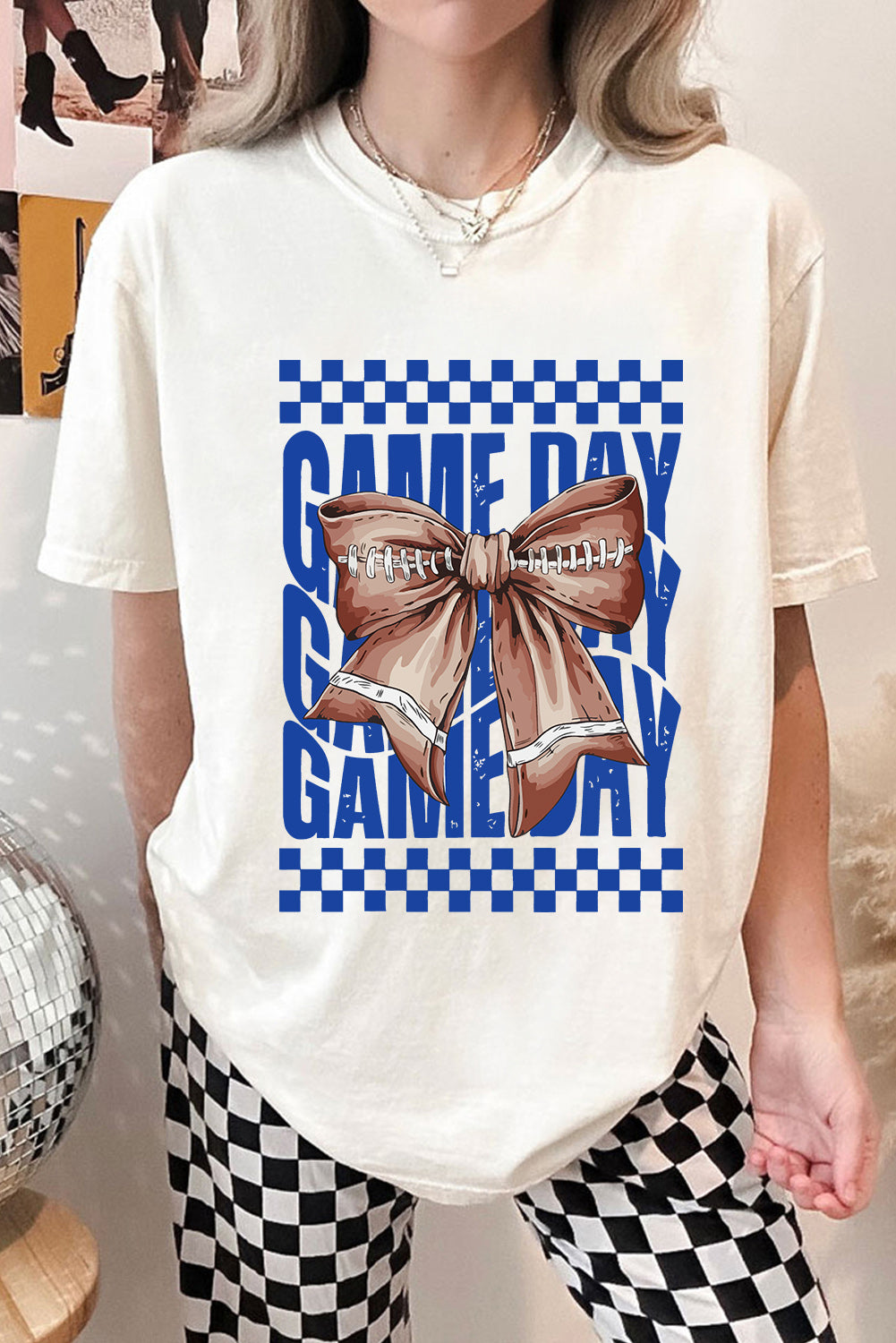 White Bowknot GAME DAY Graphic Tee
